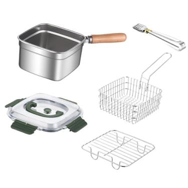 Imagem de ＫＬＫＣＭＳ Fritadeira Pequena com Tampa de Panela E Cesto, Frigideira Multifuncional para Uso Externo