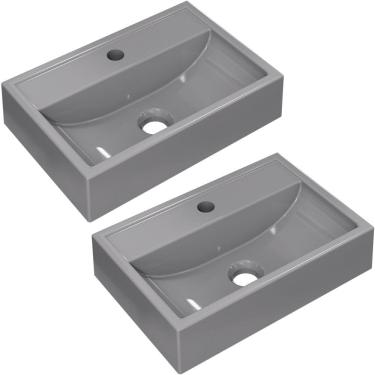 Imagem de Kit 02 Cubas de Apoio Retangular Para Banheiro Lavabo C01 Q450 Cinza - Lyam Decor