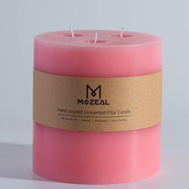 Imagem de Vela Pillar MOZEAL Extra Large, 3 mechas, rosa, 15x15cm, sem perfume