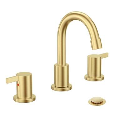 Imagem de Torneira de pia de banheiro Phiestina Brushed Gold 3 furos 20cm