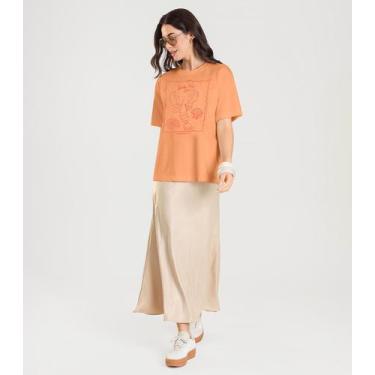 Imagem de T-shirt Feminina Manga Curta Oversized Dianna Laranja, M, Laranja