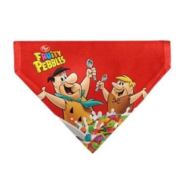 Imagem de Bandana para animais de estimação The Flintstones com pedrinhas frutadas Fred and Barney Rubble Cereal Box Print Multi Slip On Collar Bandana Apenas