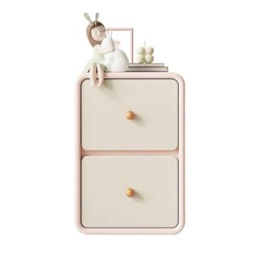 Imagem de Mesa de cabeceira bege de madeira pequena ultra estreita com clipe lateral organizador armário de armazenamento mesa de cabeceira rosa (médio)