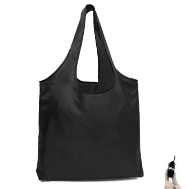 Imagem de BeeGreen Bolsa de compras de supermercado preta ultraleve reutilizável - Sacola de grande capacidade - Compacta portátil lavável na máquina