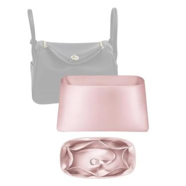 Imagem de Organizador de seda luxuoso para Lindy 19/26/30/34 – inserção leve para bolsa com bolsos, forro de cetim macio, mantém a forma da bolsa, organizador de bolsa premium e modelador de bolsa (rosa (estilo