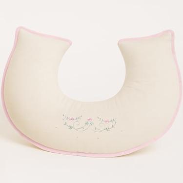 Imagem de Almofada de Amamentação Brubrelel em Linho – Conforto Anatômico com Bordado para Bebê Menina (Valentina)