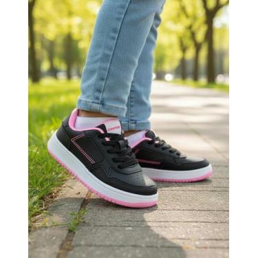 Imagem de Tênis Juvenil Escolar Camin Yep Basico Menina, 29, Preto