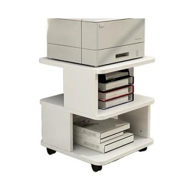 Imagem de Suporte de impressão industrial de camada dupla para impressora carrinho prateleira de chão suporte móvel armazenamento sob a mesa carrinho de armazenamento sobre rodas para mesa de impressora