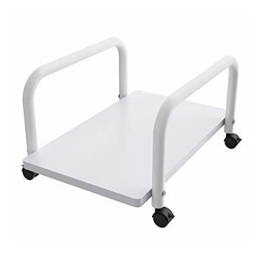 Imagem de Suporte de PC Suporte de CPU Suporte de carrinho de PC, suporte de CPU Torre de mesa móvel PC suporte de piso rodízio, com 4 rodas giratórias (3 cores) suporte (cor: branco)