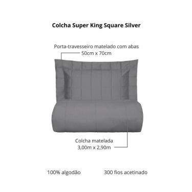 Imagem de Colcha Super King 300 Fios Kacyumara Square 03 Peças Silver