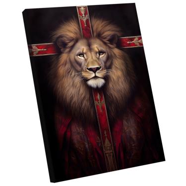 Imagem de Quadro Decorativo Leão Cruz Vermelha