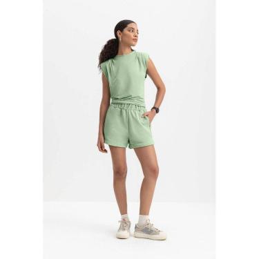 Imagem de Shorts Feminino Em Moletinho Essendi Verde Claro