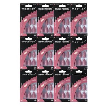 Imagem de Kit 12 Unhas Postiças Stiletto Rose UP507 - Macrilan