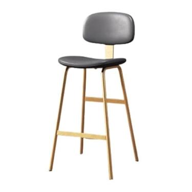 Imagem de hezhuhe2258 Cadeira de bar, encosto cinza, banco alto, ferro, restaurante, bar, pernas douradas