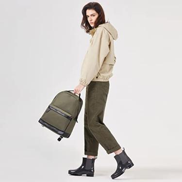 Imagem de Planone Botas de chuva curtas para mulheres e sapatos de jardim impermeáveis, botas de chuva Chelsea brancas antiderrapantes para mulheres com palmilhas confortáveis, sapatos elegantes de chuva no tornozelo e sapatos de trabalho ao ar livre, Dark Grey/Black, 8.5