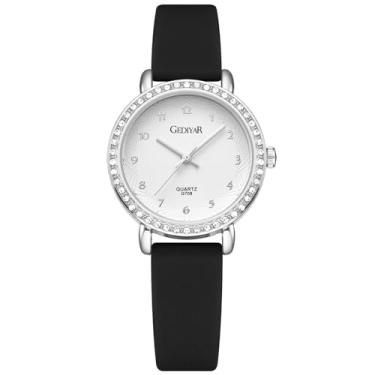 Imagem de Relógio feminino de quartzo, bisel de strass de cristal, mostrador analógico à prova d'água, várias cores, silicone, geléia, casual, relógio de pulso para enfermeiras, G708 - preto prateado, Casual