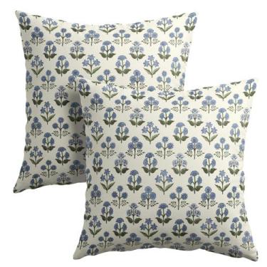 Imagem de Capas de almofada Granbey Blue Floral 60x60cm, conjunto de 2