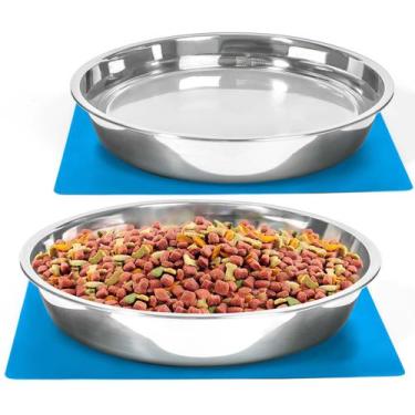 Imagem de Tigelas de comida para cães Harhana Shallow em aço inoxidável 2L 2 uni