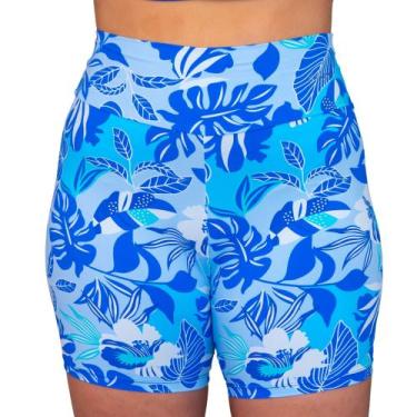 Imagem de Short de Piscina Feminino Bermuda de Praia Plus Size Estampada Uv+ Pol