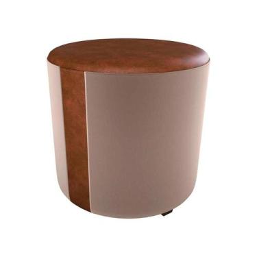 Imagem de Puff Banqueta Redondo Luxo Copenhage Matrix, SINTETICO MARROM VELUDO