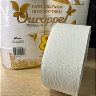 Imagem de 8 Rolos Papel Higiênico Rolão 100% Ouroppel 300x9cm