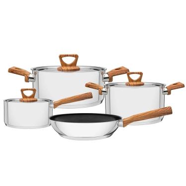 Imagem de Jogo De Panelas Tramontina 65300310 Brava Antiaderente 4 Peças Inox