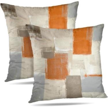 Imagem de Capa de travesseiro Alricc Laranja/Grey Abstract Art 60x60cm Conjunto 