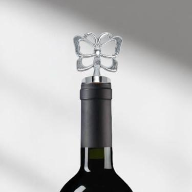 Imagem de Generic 1 pç rolha de garrafa rolha de cortiça borboleta liga de alumínio madeira tom prata marrom 7,2 x 4,1 x 2 cm