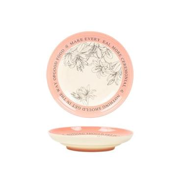 Imagem de Pratos de flor rosa de cor sólida de porcelana para casa requintada de alta temperatura - prato de 20 cm de profundidade