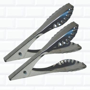 Imagem de Kit 2 Pegador De Pão Francês Buffet Salada Com Mola Em Inox