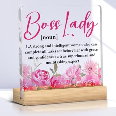 Imagem de Presentes Boss Lady para mulheres decoração de mesa de escritório. Best Boss for Women Leader Boss Mentor Leadership Manager Presentes adequados para escritório quarto sala de estar placas de acrílico
