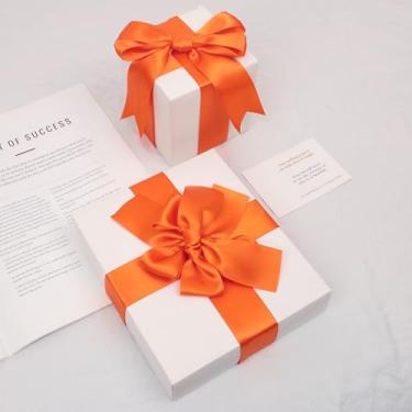 Imagem de Fita de cetim laranja de dupla face, fita de poliéster de 3,5 cm x 50 metros para embalagem de presente, artesanato, fabricação de laços, costura, buquê de flores, decoração de festa de casamento