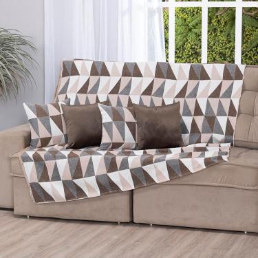Imagem de Manta Xale Turin 2,40m X 1,50m Sofá Cama Tecido Jacquard 01 Peça - Losango Avelã - 60% Algodão/ 40% Poliéster