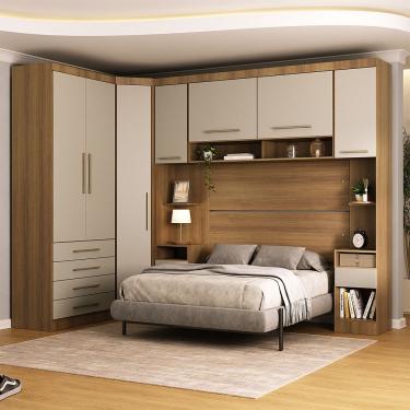 Imagem de Quarto 7 Portas 6 Gavetas Cab Qn Paris Master Luciane Móveis Avelã Pf-cinammon Pf
