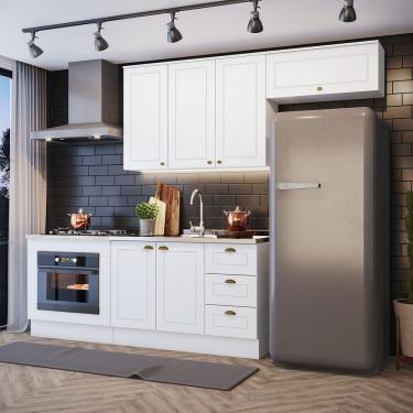 Imagem de Cozinha Compacta 4 Peças C/ Aéreo Geladeira Branco