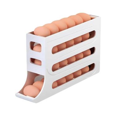 Imagem de Porta Ovos Organizador De Geladeira Dispenser Bandeja 30 Ovos 4 Andares Cor Branco Prático Eficiente