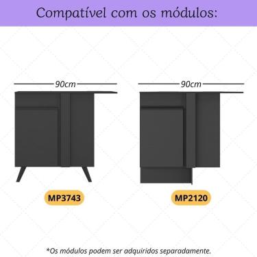 Imagem de Puxador 36cm Para Balcão Cozinha De Canto 90cm Veneza Multimóveis Mp3085 Preto
