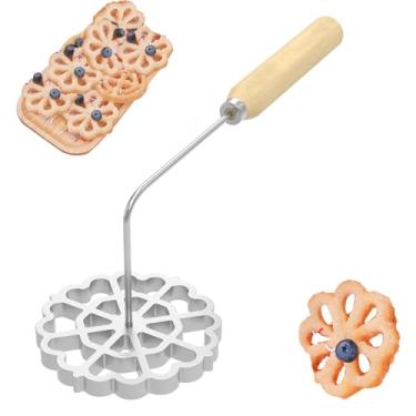 Imagem de Molde Bunuelos com alça, conjunto de moldes de ferro timbale de roseta de alumínio, molde destacável para fazer biscoitos Bunuelos, moldes de waffle, funil, anel de bolo, ferramenta de cortador de