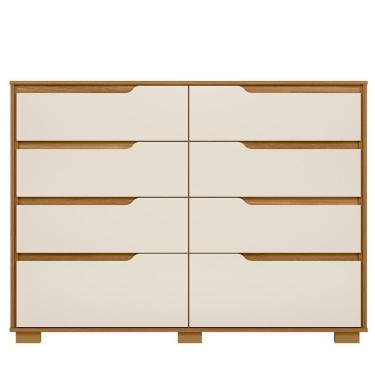 Imagem de Cômoda Para Quarto 8 Gavetas 147cm Parma M07 Freijó-off White - Mpozenato