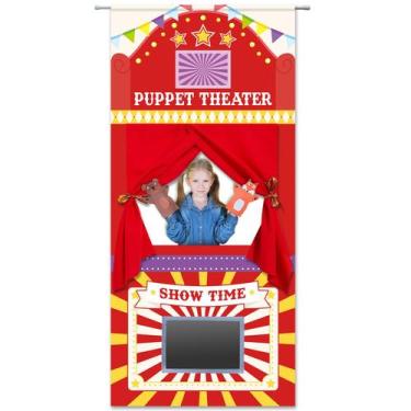 Imagem de Doorway Puppet Theatre gisgfim dobrável 78x170 cm Vermelho Amarelo
