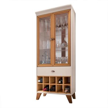 Imagem de Cristaleira Bar Com Nicho Adega Sala De Estar Andorra G26 - Gran Belo Off White/cinamomo