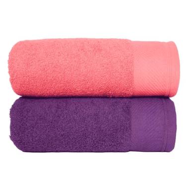 Imagem de Kit 2 Toalhas de Banho Grandes e Macias 100% Algodão Premium Eleganz 530g Alta Absorção e Conforto (Púrpura e Terracota)