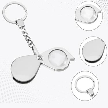 Imagem de Mini lupa de bolso, pequeno joalheiro lupa prata dobrável giratório lupa chaveiro para leitura de jornal, livro, revista, joias de hobby, pedras preciosas, diamantes