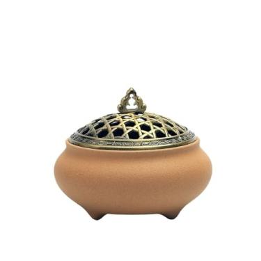 Imagem de Porta-incenso decorativo Queimador de incenso de cerâmica ideal para defumar, queimar incenso, fins rituais e decoração(Orange)