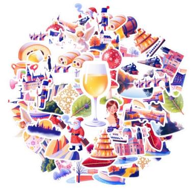 Imagem de 35 peças de adesivos de viagem cultura sazonal arquitetura de férias adesivos de arquitetura adesivos de grafite cultural para telefone faça você mesmo, guitarra, laptop, notebook, mala, copo