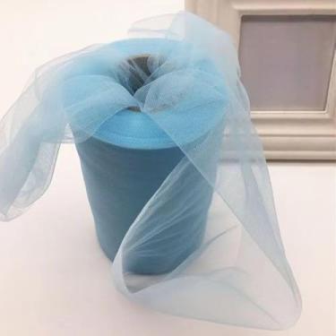 Imagem de 1 rolo de tule decorativo fosco azul, tecido de rede de 15 cm x 100 metros para vestido tutu / decoração de festa