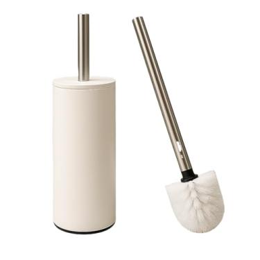 Imagem de Kit 2 Escovas Sanitárias Inox Preto/Branco Banheiro Com Suporte Limpeza Higienização (1,Escova Branca)