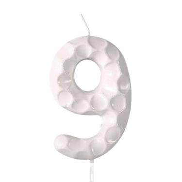 Imagem de Vela de aniversário com número de golfe, vela branca com tema esportivo para tema de golfe, decoração de festa de aniversário, tema esportivo, suprimentos de celebração, textura 3D verdadeira, padrão