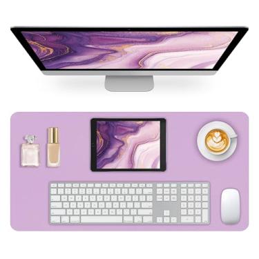 Imagem de Meetcolor Tapete de mesa antiderrapante, tapete de mesa de couro para mesa, tapete de mouse grande, à prova d'água, protetor de mouse de computador para escritório/casa (roxo cinza, 60 cm x 35 cm)