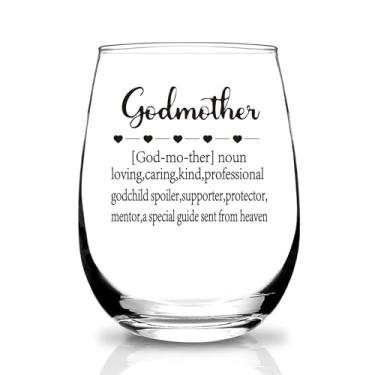 Imagem de SOCOARZR Presentes de madrinha para mulheres, Natal, aniversário, presentes de dia das mães para madrinha, presente de madrinha de 425 g taça de vinho